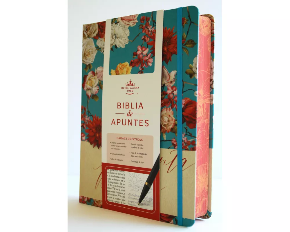 Biblia de Apuntes RVR 1960 Tapa dura, Azul celeste con flores (Edición cantos pintados) / Spanish Journaling Bible RVR 1960 Hardcover Light Blue with