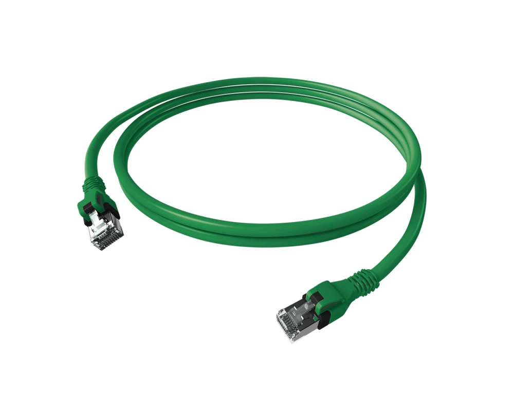 EasyLan DualBoot PushPull IP20 Patchkabel, Cat.6A (Class EA), S/FTP, grün, 0,5 m
