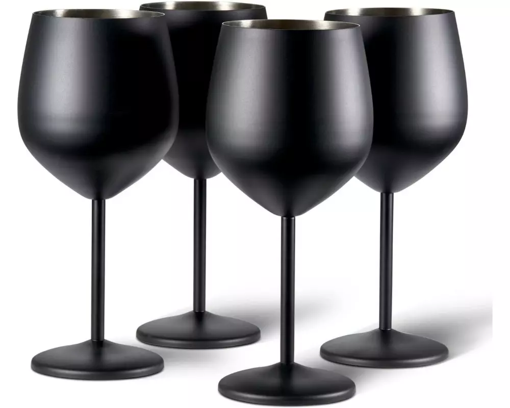 Oak & Steel Weingläser-Set 500 ml, 4 Stück, Schwarz matt