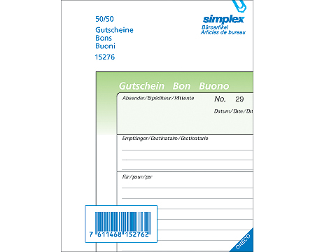 SIMPLEX Gutscheine A6 15277 grün/weiss 100x2 Blatt