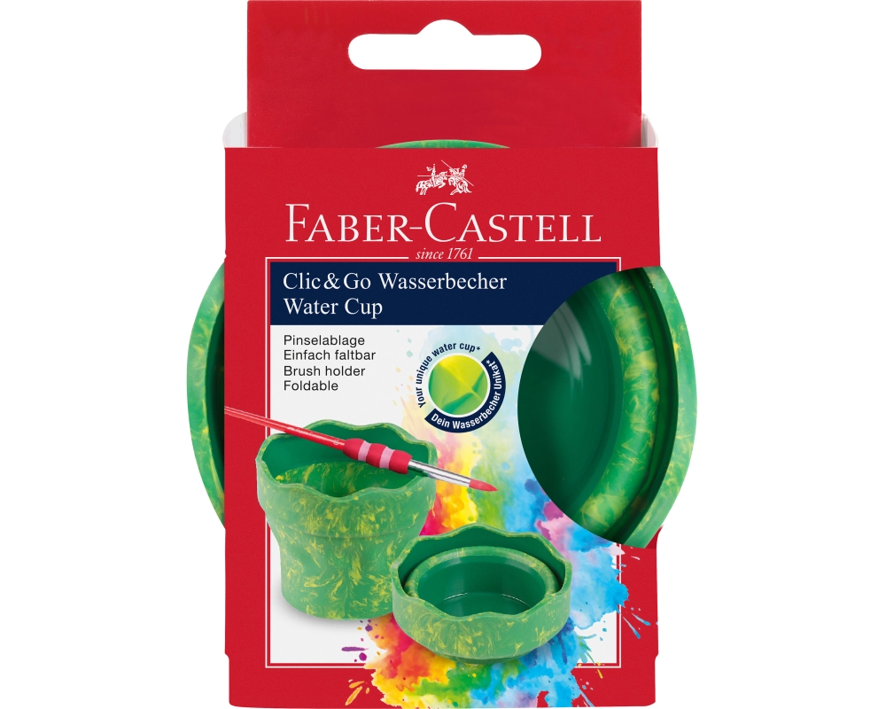 FABER-CASTELL Wasserbecher Clic&Go 181528 grün, für Pinsel
