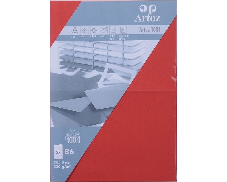 ARTOZ Karten 1001 B6 107362265 220g, rot 5 Blatt