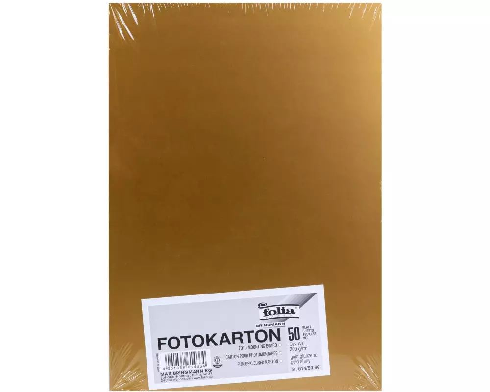Folia Fotokarton A4, 300 g/m², 50 Blatt, Gold glänzend