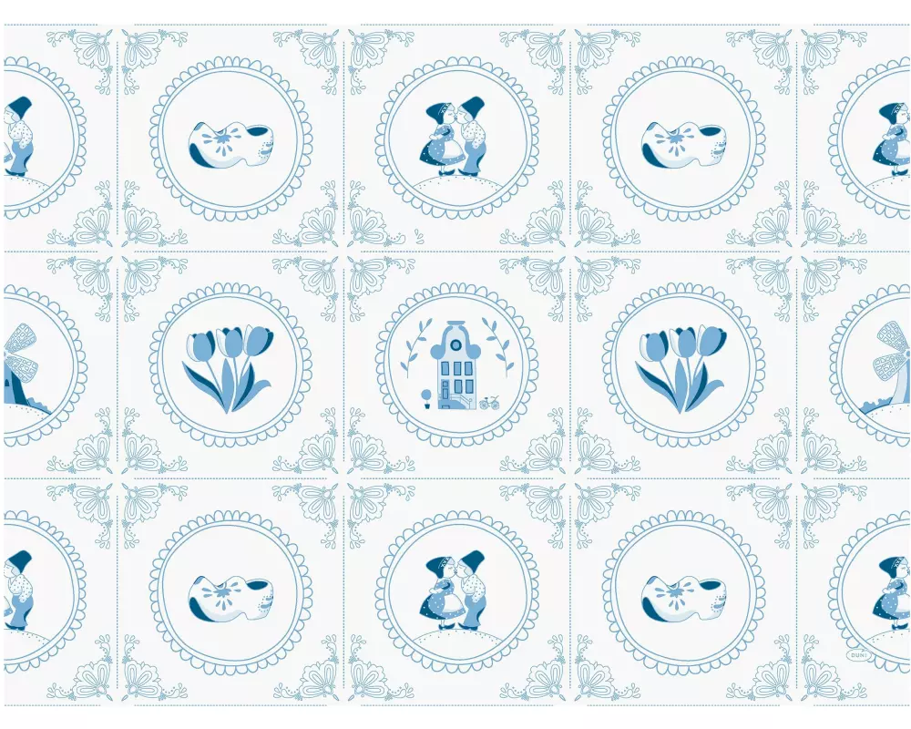 Duni Tischset Dutch Charm 250 Stück, 30 cm x 40 cm, Blau/Weiss