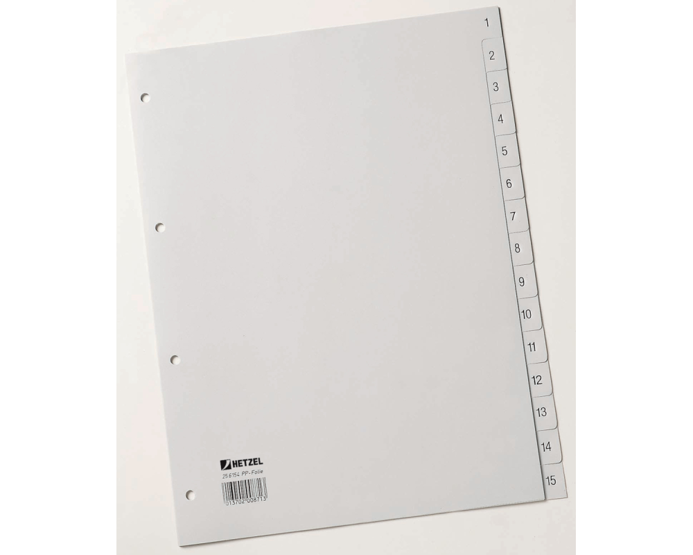 HETZEL Register PP A4 25615481 grau 1-15