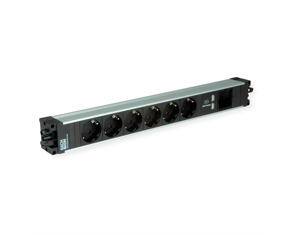 BACHMANN STEP ALU 6x Schutzkontakt 1x USB-Charger 1xABD
