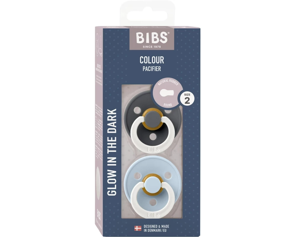 Bibs Colour Glow Naturlatex Rund 6-12 Monate Blau Grau