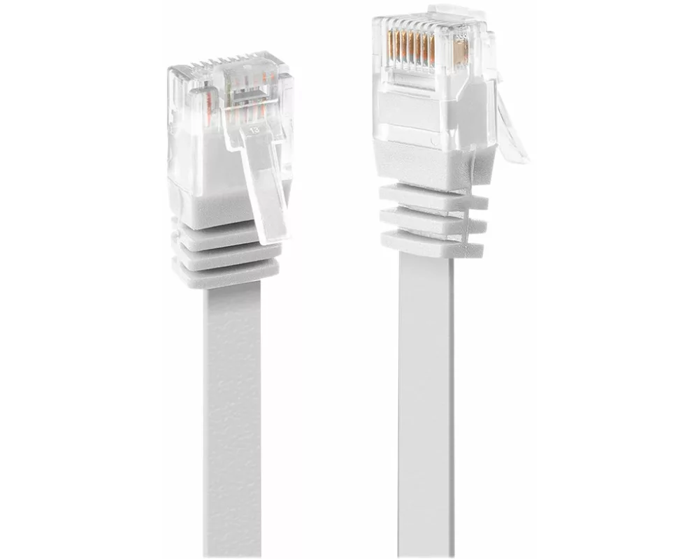 LINDY Patch Cable, Cat6, UTP, RJ45-RJ45, 3m, white, flat ribbon