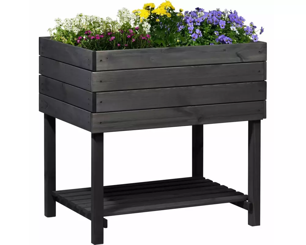 dobar Hochbeet Kubus 2.0 mit Ablage und Pflanzfolie