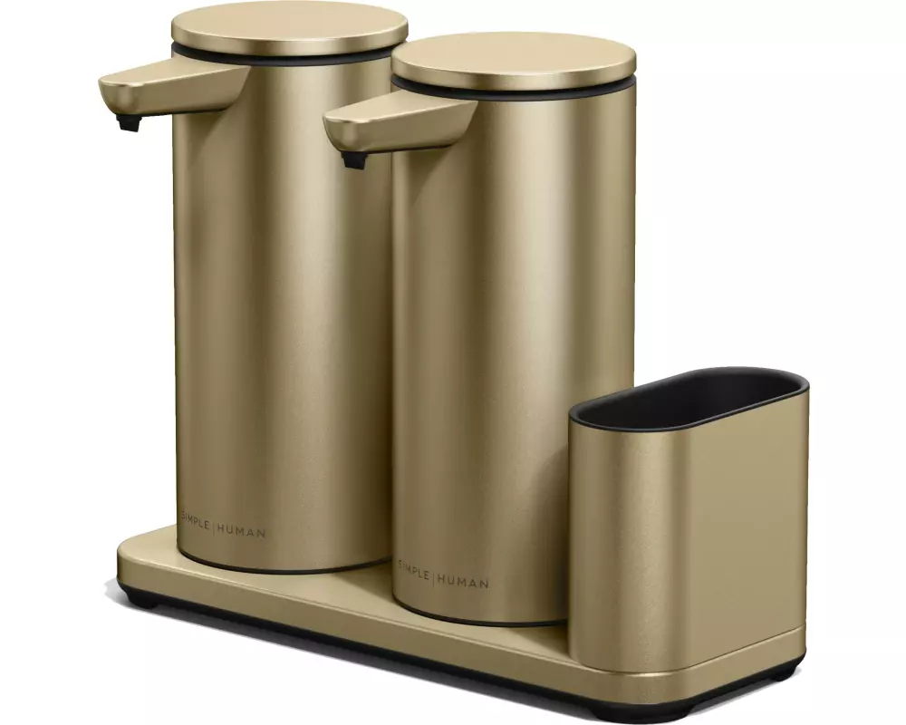 Simplehuman Sensorspender mit Caddy Dual Sensor Pump 2 x 414 ml, Gold