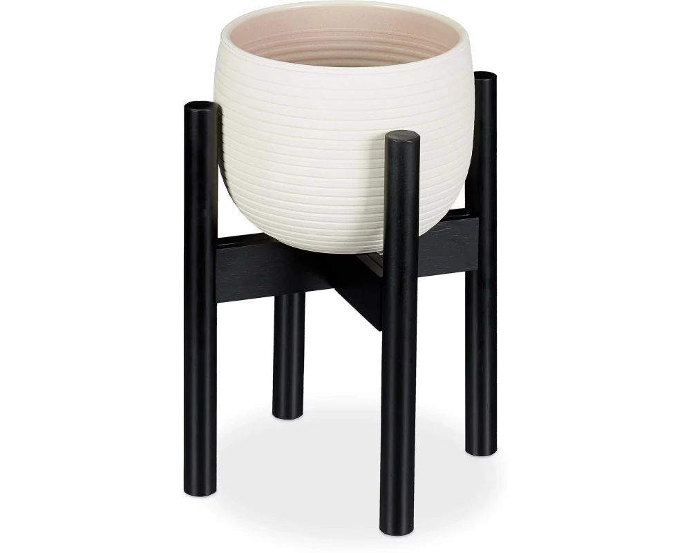 relaxdays Pflanzenständer verstellbar 35.5 cm, Schwarz