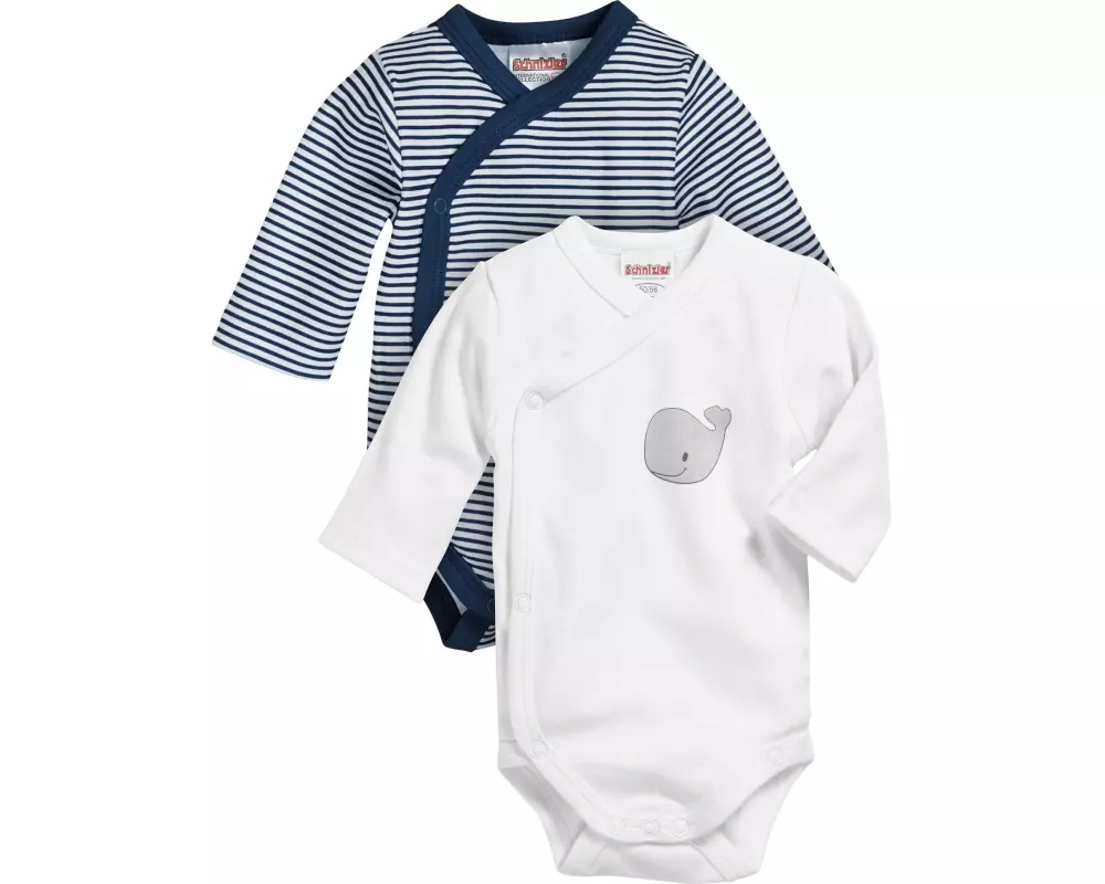 Playshoes Langarm-Wickelbody 2er Set Marine Gr. 62