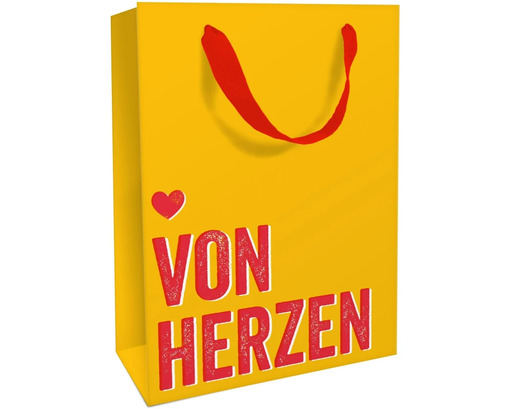 Braun + Company Geschenktasche Von Herzen 26 x 36 x 13 cm, Rot/Gelb