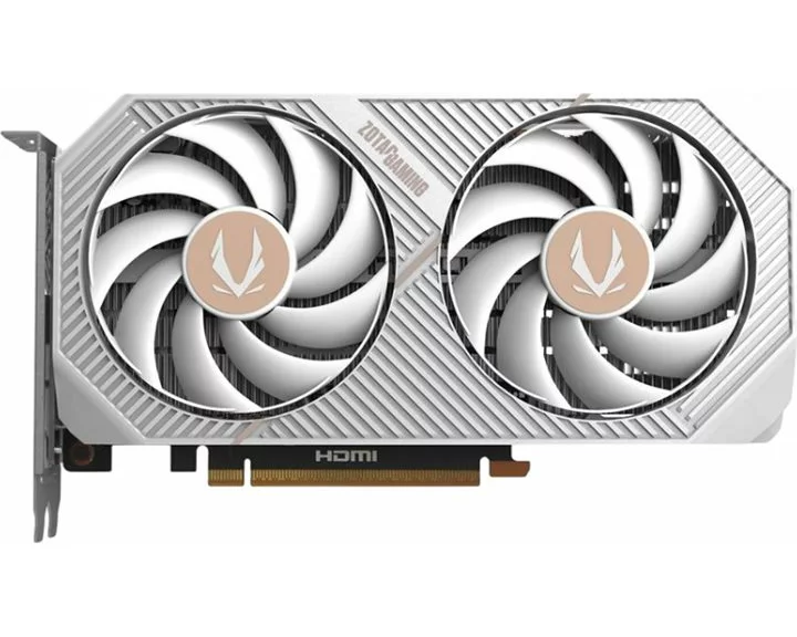 Zotac GAMING GeForce RTX 5060 Twin Edge OC White Edition. Graphics processor family: NVIDIA, Graphics processor: GeForce RTX 5060. Discrete graphics card memory: 8 GB, Graphics card memory type: GDDR7. Maximum resolution: 7680 x 4320 pixels. DirectX version: 12 Ultimate, OpenGL version: 4.6. Interface type: PCI Express x8 5.0. Cooling type: Active, Number of fans: 2 fan(s)
