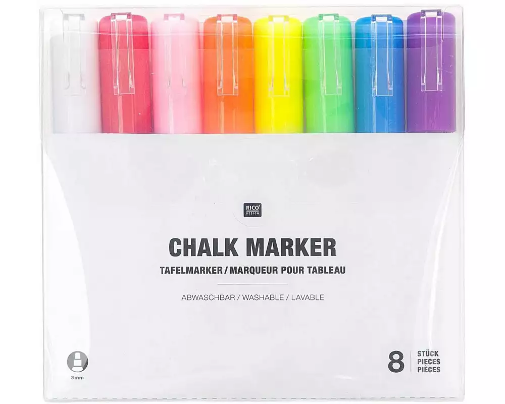 Rico Design Kreidemarker 8 Stück, Mehrfarbig