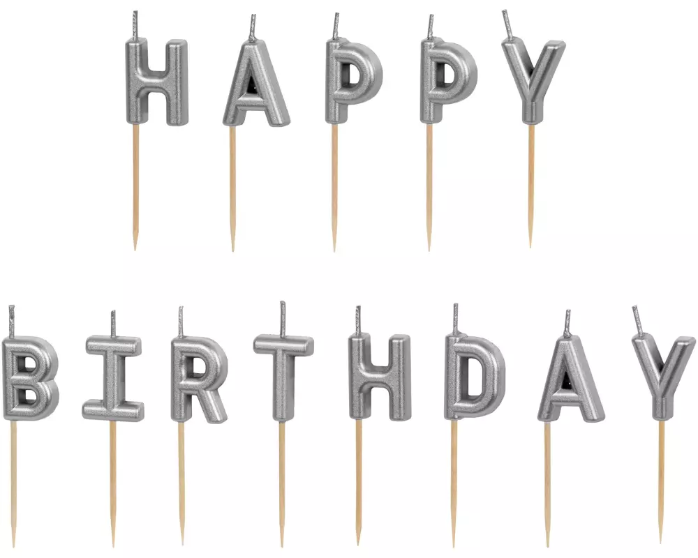 Partydeco Geburtstagskerzen Buchstaben silber, H 2.5 cm, 13 Stk