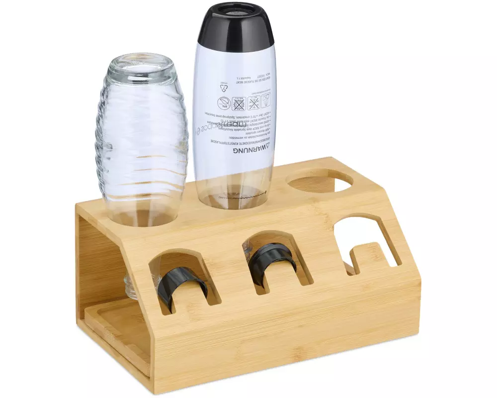 relaxdays Abtropfgestellt für 3 Flaschen, Hellbraun