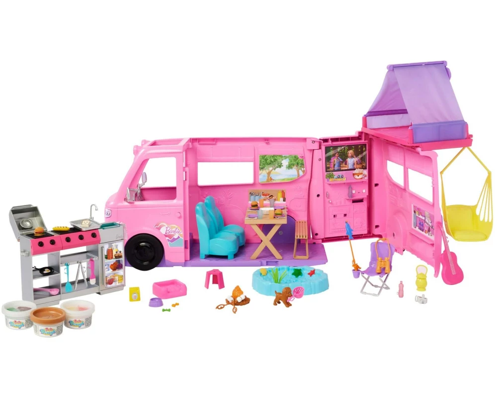 Barbie Super Abenteuer-Camper Spielset mit Dachzelt