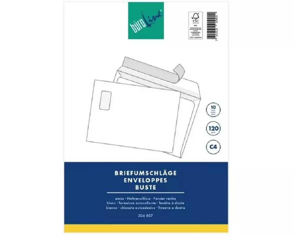 Büroline Couvert mit Fenster C4 Blister Weiss, 10 Stück