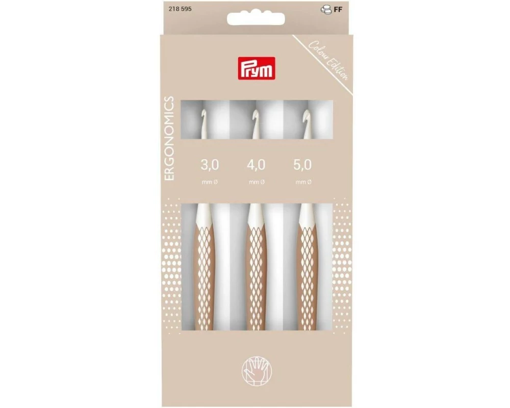 Prym Ergonomics Häkelnadel Wolle, 3, 4, 5 mm, Taupe
