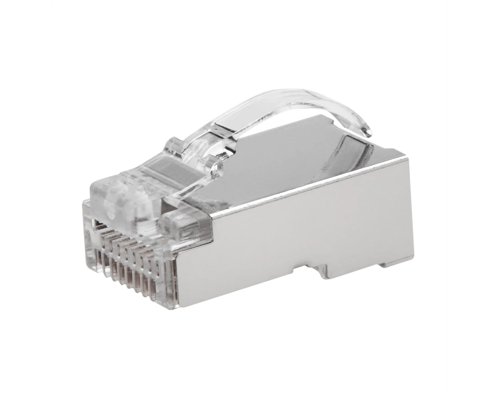 ROLINE RJ45 Stecker, geschirmt, Cat.6/6A (Class E/EA), einfacher Durchgang, für Massiv-/Litzendraht, 10 St.