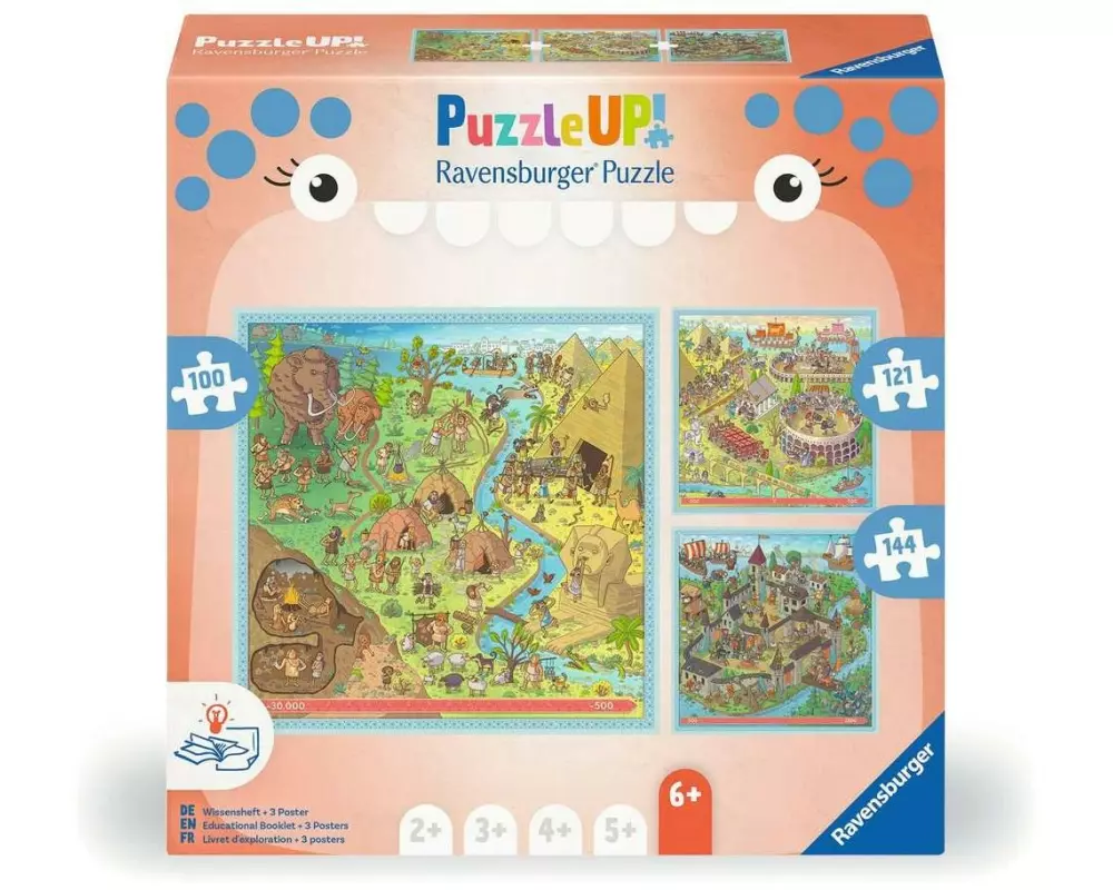 Ravensburger Puzzle Up! Geschichte Steinzeit, Altes Rom, Mittelalter
