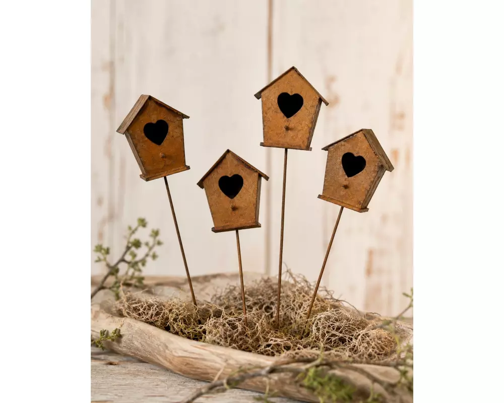 CHALET Chalet Metall Vogelhaus 5.5 cm auf Stick 5.5 cm