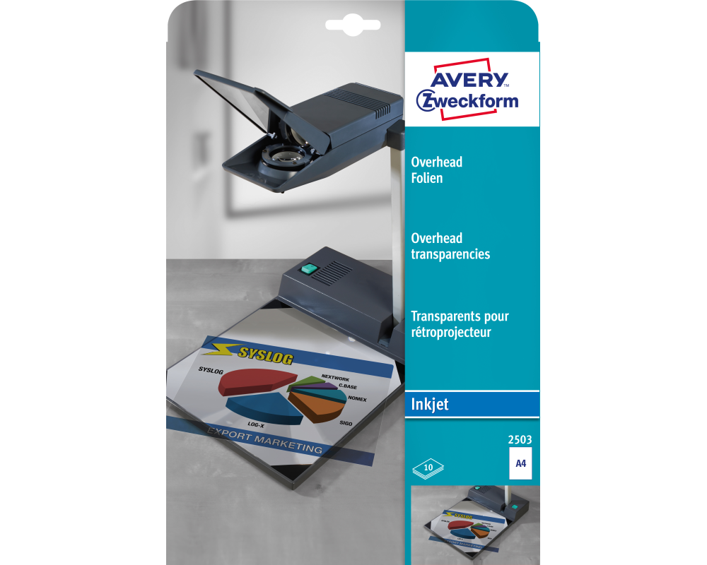 AVERY ZWECKFORM Overhead-Folie A4 2503 0,11mm Inkjet 10 Stk.
