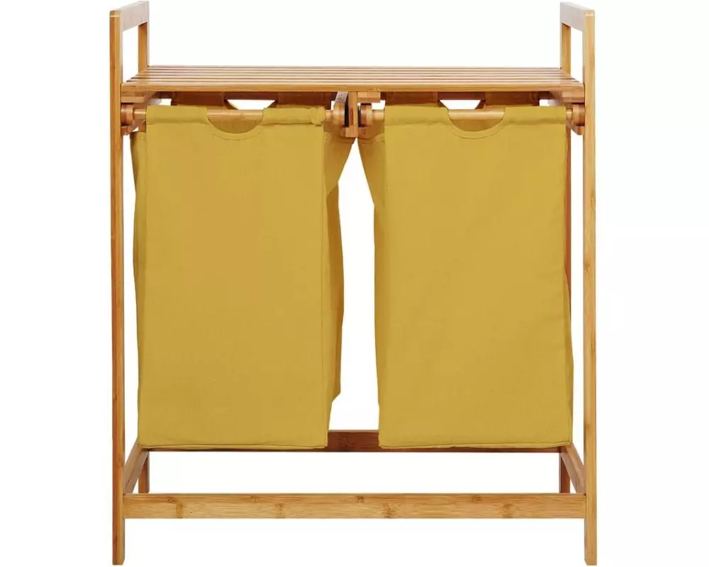 Lumaland Wäschekorb Bambus 60 l, Braun/Gelb