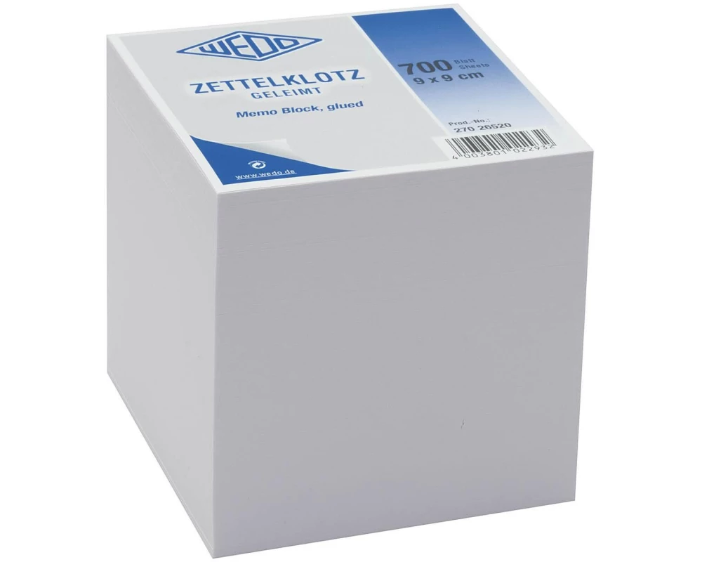 WEDO Notizzettel 9 cm x 9 cm Geleimt, Weiss