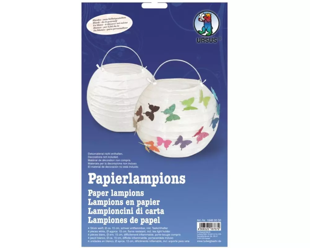 URSUS Lampion Ø 15 cm Weiss, 4 Stück