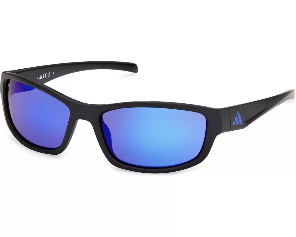 adidas ES0005 Sport Sonnenbrille Matte Black, Blue Mirror