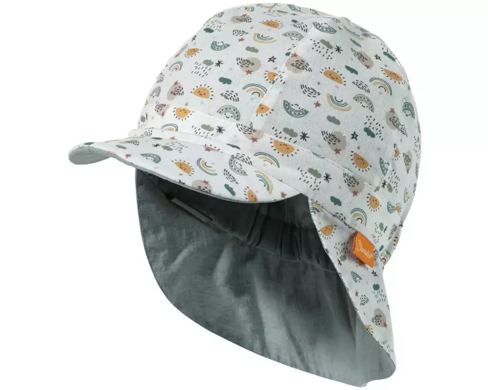 Sterntaler Sommermütze mit Nackenschutz Regenbogen Steingrün Gr. 51
