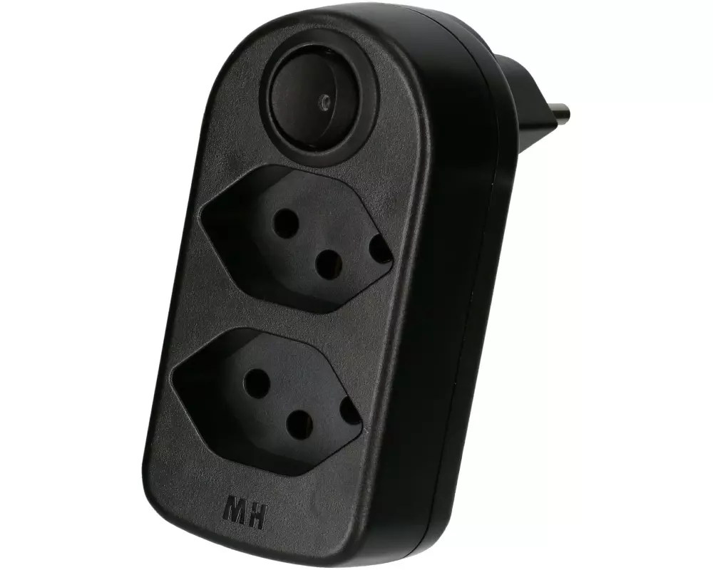 Max Hauri Abzweigstecker ADAPT 2 x Typ 13, drehbar Schalter