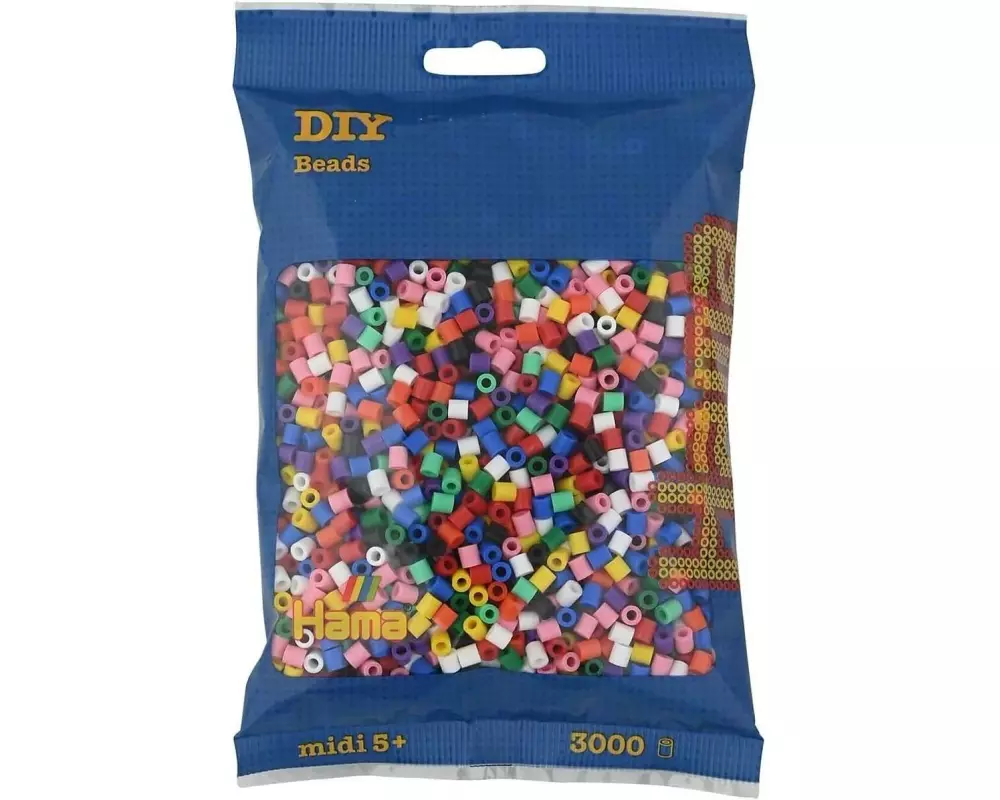 Hama Bügelperlen 3000 Stück, Ø 5 mm, Mehrfarbig