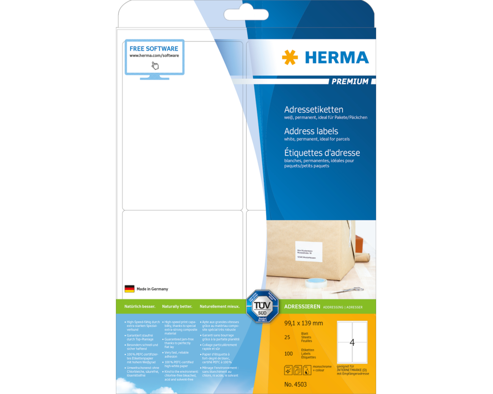 HERMA Etiketten Premium 99.1x139mm 4503 weiss, permanent 100 Stück