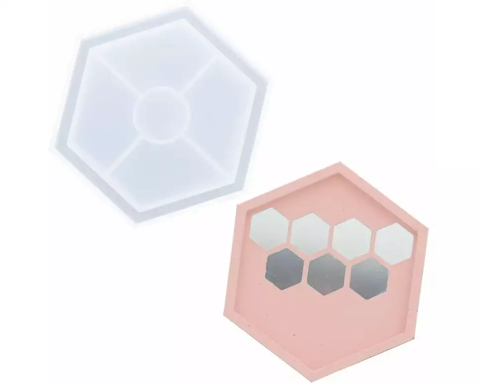 Jesmonite Giessform Untersetzer Hexagon, 11.5 cm x 10 cm