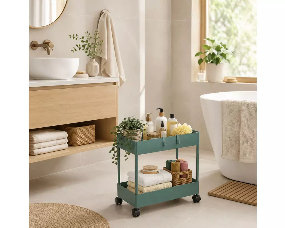 relaxdays Küchenwagen Servierwagen 39.5 x 38 x 21.5 cm, Grün