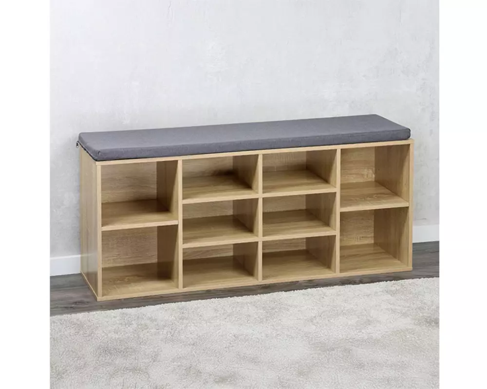 Kesper Schuhschrank mit Sitzkissen Holz natur 103.5 x 29.5 x 48 cm