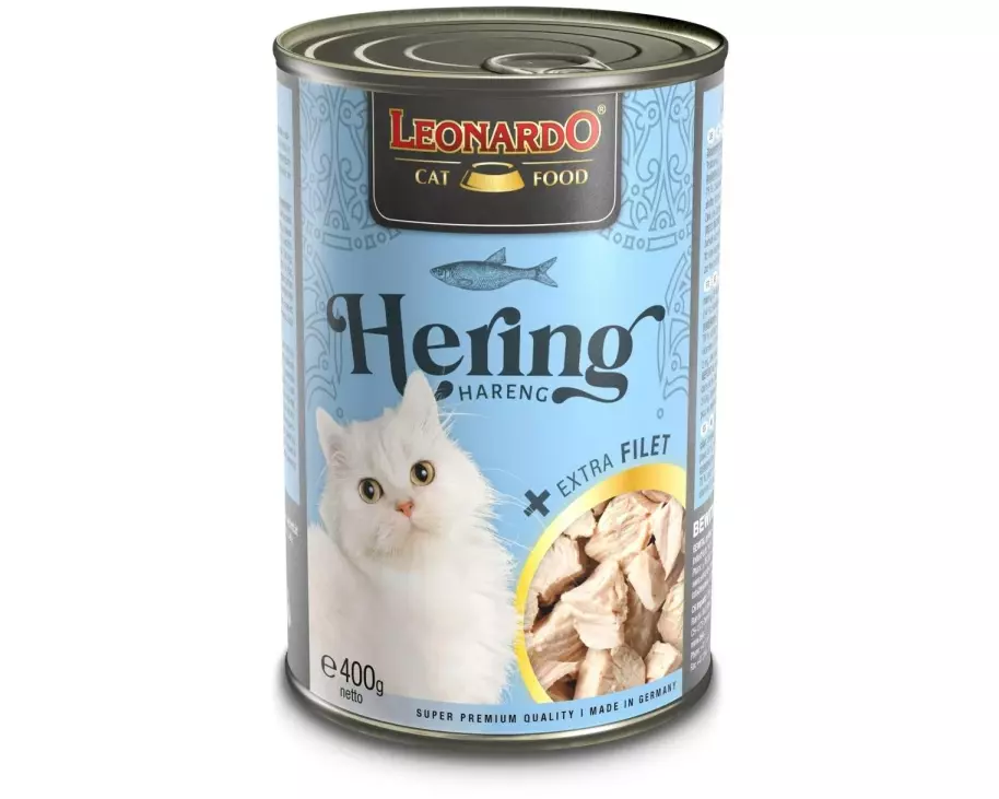 Leonardo Cat Food Nassfutter Hering + Extra Filet, 400 g