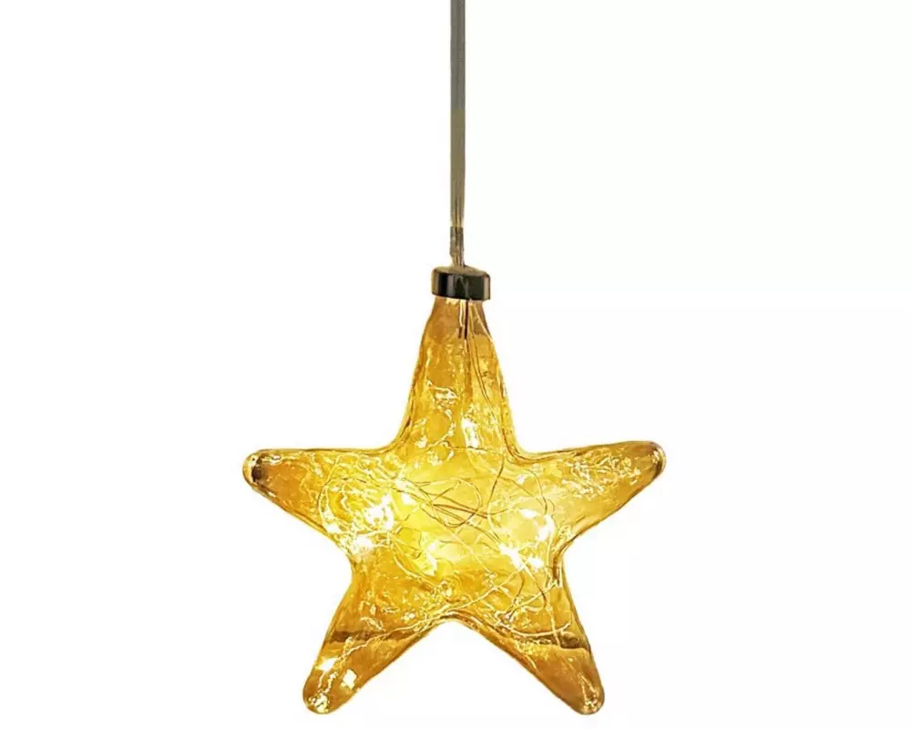 Dameco LED Glas Sternorganisch Gold, 15 cm