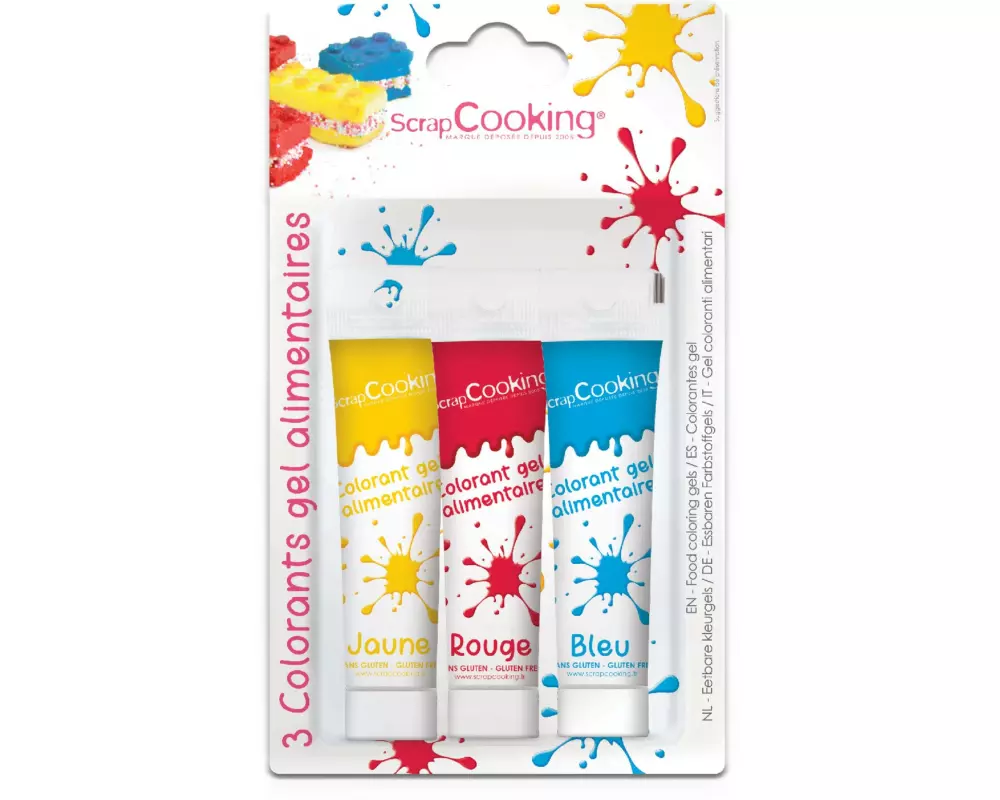 ScrapCooking Lebensmittelfarben-Gel Blau/Gelb/Rot, 3x 20 g
