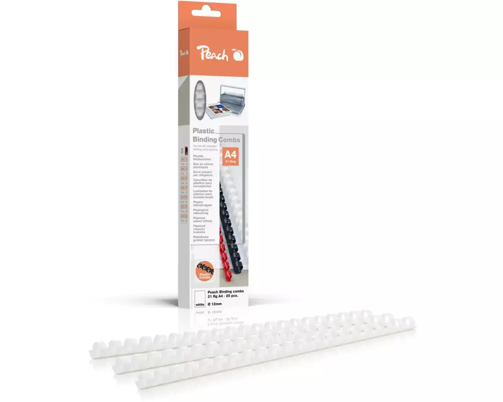 Peach Binderücken 12 mm Weiss, 25 Stück