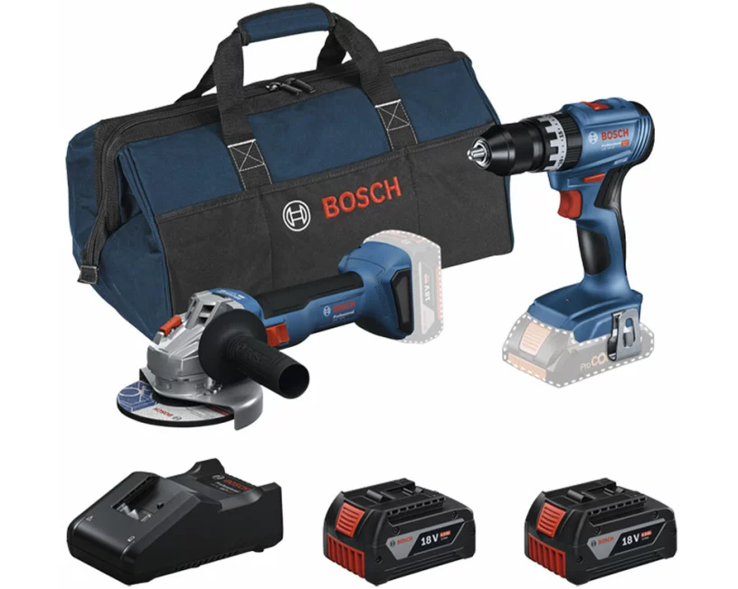 Bosch 2Tool Kit GSB 18V-45 + GWS 18V-8 + 2xGBA 4.0 Ah + GAL 18V-40 + Werkzeugtasche 0.615.V00.01Y