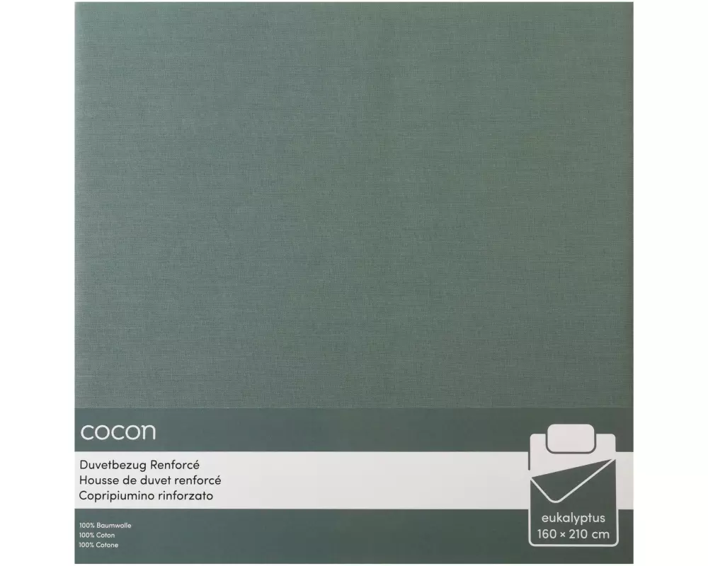 COCON Duvetbezug Renforcé 160 x 210 cm, Eukalyptus
