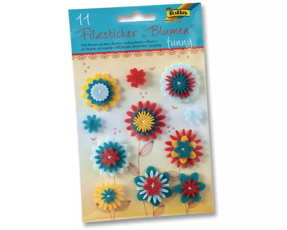 Folia Motivsticker Blumen Funny Blau/Gelb/Rot 11 Stück
