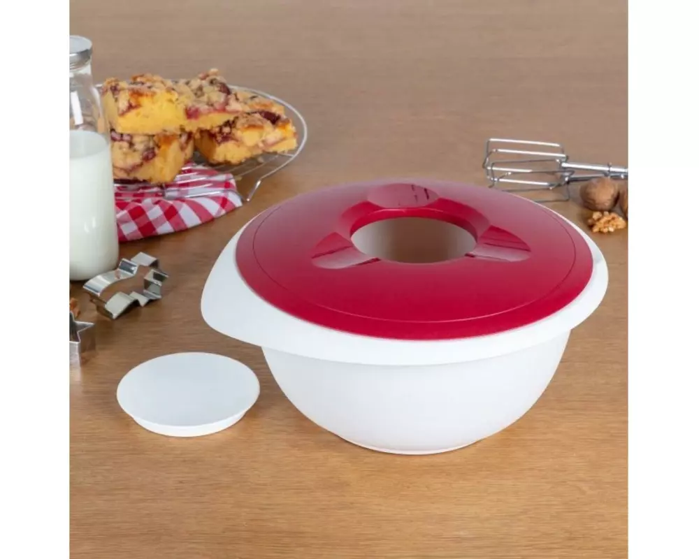Westmark Rührschüssel mit Spritzschutz, rot, 3.5 lt