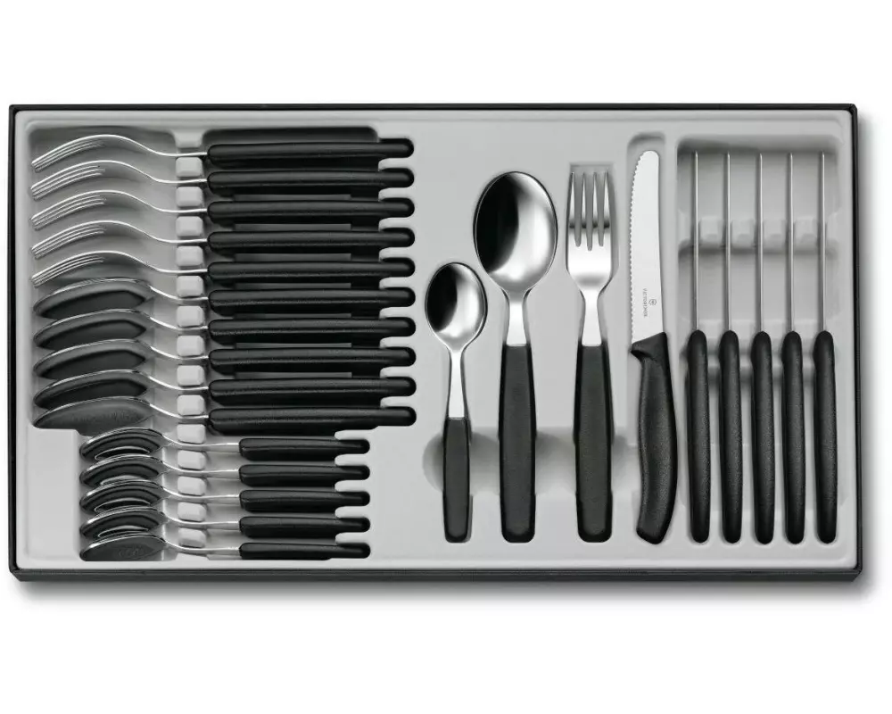 Victorinox Besteck-Set Swiss Classic 24-teilig, Schwarz/Silber
