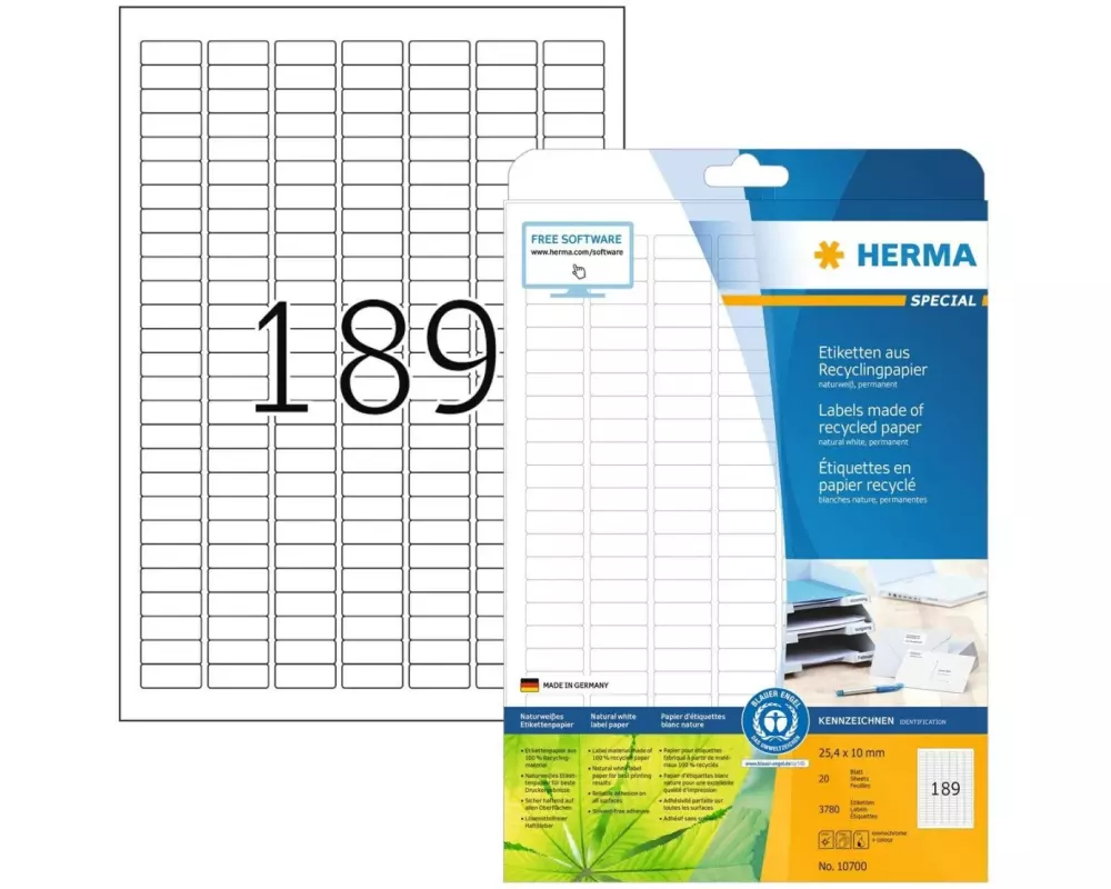 HERMA Universal-Etiketten 25.4 x 10 mm, 20 Blatt