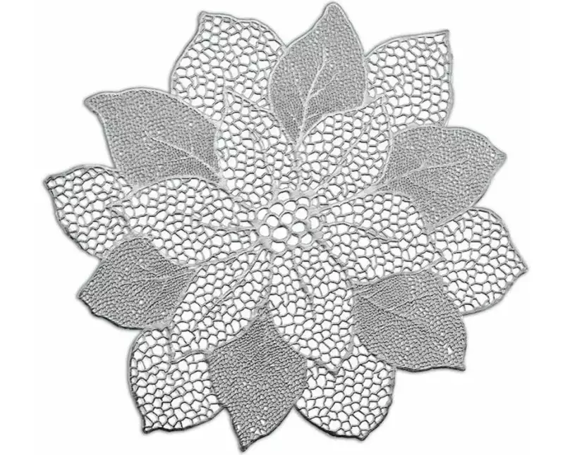 Zeller Present Tischset Flower 47 cm x 47 cm, Silber